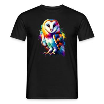 Colorful Splash Art Barn Owl Owls - Men's T-Shirt - black - Front - AI Model Male 178 light (178cm)