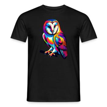 Colorful Pop Art Barn Owl Owls - Men's T-Shirt - black - Front - AI Model Male 178 light (178cm)