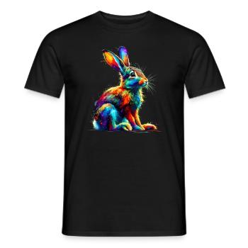Splash Art coloré Jackrabbit Jackrabbits - T-shirt homme - noir - Devant - AI Model Male 178 light (178cm)