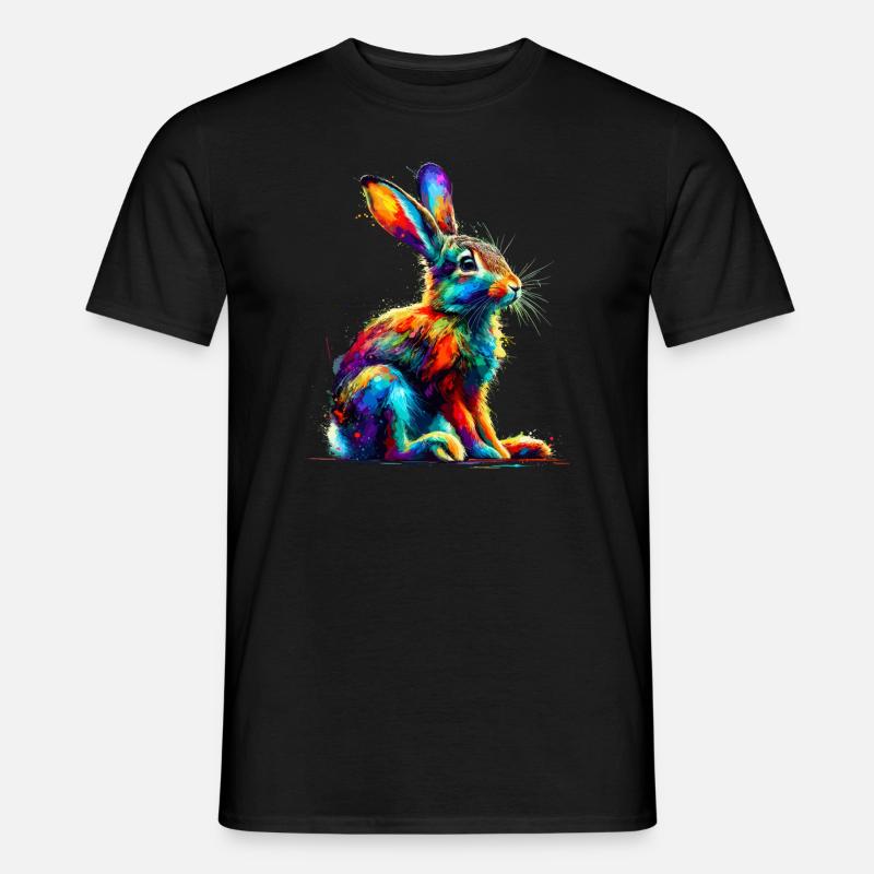 Bunte Splash Art Jackrabbit Jackrabbits - Männer T-Shirt - Schwarz