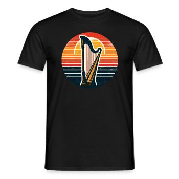 Retro Sunset Harp Instrument Music Harpist - Men's T-Shirt - black - Front - AI Model Male 178 light (178cm)