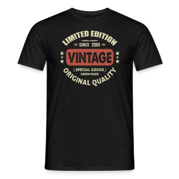 Vintage 2001 Cadeau D'anniversaire 2001 Retro 2001 - T-shirt homme - noir - Devant - AI Model Male 178 light (178cm)