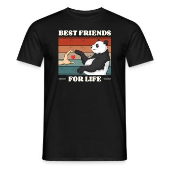 Retro Panda Bear Lover Friend Pandas - Men's T-Shirt - black - Front - AI Model Male 178 light (178cm)