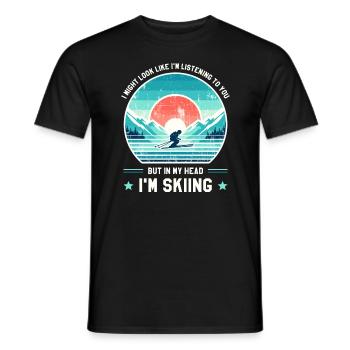 Ski de montagne Ski Skieur Neige Hiver - T-shirt homme - noir - Devant - AI Model Male 178 light (178cm)