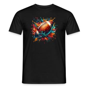 Splash Art Rugby Sports Joueur de football américain - T-shirt homme - noir - Devant - AI Model Male 178 light (178cm)