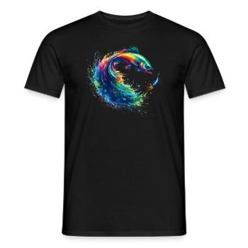 Colorful Fishing Angler Lake Fish Fisherman - Men's T-Shirt - black - Front - AI Model Male 178 light (178cm)