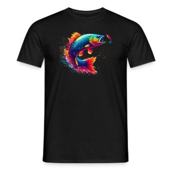 Colorful Fishing Angler Lake Fish Fisherman - Men's T-Shirt - black - Front - AI Model Male 178 light (178cm)