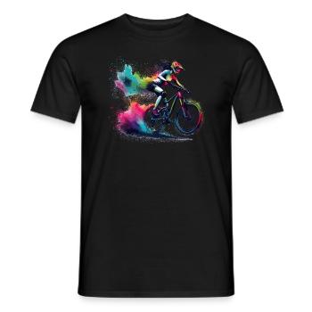 Colorful Cycling Cyclist Mountain Bike Cyclists - Men's T-Shirt - black - Front - AI Model Male 178 light (178cm)