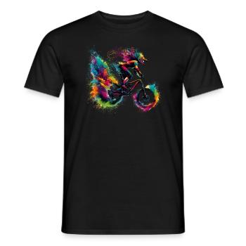 Colorful Cycling Cyclist Mountain Bike Cyclists - Men's T-Shirt - black - Front - AI Model Male 178 light (178cm)