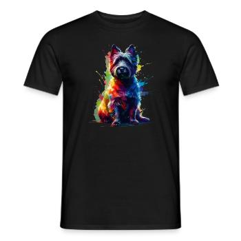 Terriers Terriers Cairn Terrier Splash Art colorés - T-shirt homme - noir - Devant - AI Model Male 178 light (178cm)