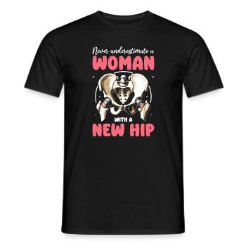 Unterschätze niemals eine Frau mit einem neuen hippen Bionic - Männer T-Shirt - Schwarz - Vorne - AI Model Male 178 light (178cm)