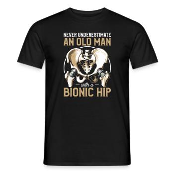 Chirurgie bionique de remplacement de la hanche Récupération articulaire - T-shirt homme - noir - Devant - AI Model Male 178 light (178cm)