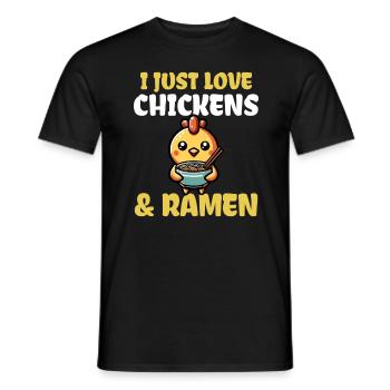 J’adore les poulets et les ramen - T-shirt homme - noir - Devant - AI Model Male 178 light (178cm)