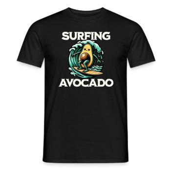 Surfing Avocado - Men's T-Shirt - black - Front - AI Model Male 178 light (178cm)