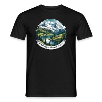 Je préfère être en Suisse vacancier - T-shirt homme - noir - Devant - AI Model Male 178 light (178cm)