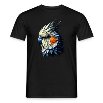 Polygon Art Calopsitte Observation des oiseaux Calopsittes - T-shirt homme - noir - Devant - AI Model Male 178 light (178cm)