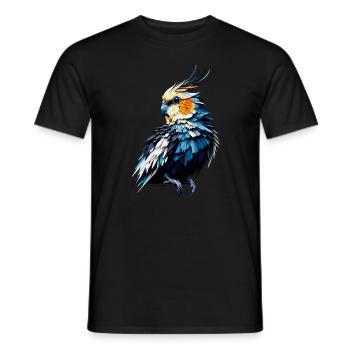 Polygon Art Cockatiel Birdwatching Cockatiels - Men's T-Shirt - black - Front - AI Model Male 178 light (178cm)