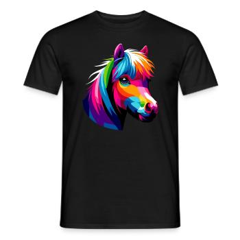 Pop Art Miniature Coloré Cheval Cheval - T-shirt homme - noir - Devant - AI Model Male 178 light (178cm)