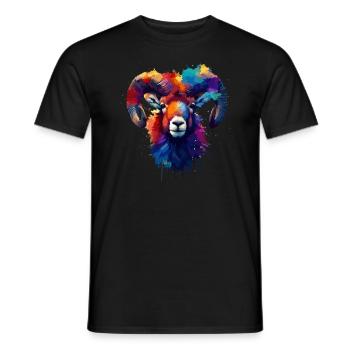 Bunte Splash Art Mufflons Wilde Schafe Mufflons - Männer T-Shirt - Schwarz - Vorne - AI Model Male 178 light (178cm)
