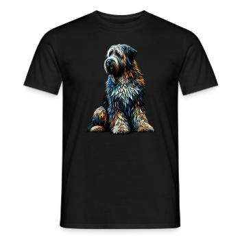 Polygon Art Briard Briards - Men's T-Shirt - black - Front - AI Model Male 178 light (178cm)