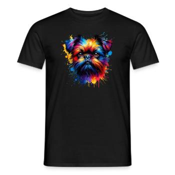 Colorful Splash Art Brussels Griffon Griffon - Men's T-Shirt - black - Front - AI Model Male 178 light (178cm)