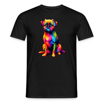 Colorful Pop Art Brussels Griffon Griffon - Men's T-Shirt - black - Front - AI Model Male 178 light (178cm)