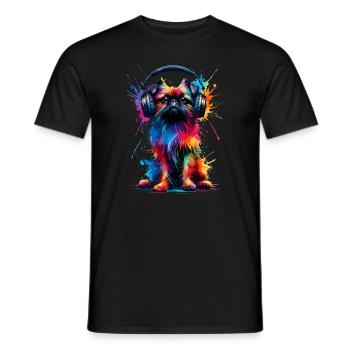 Splash Art Headphones Brussels Griffon Griffon - Men's T-Shirt - black - Front - AI Model Male 178 light (178cm)