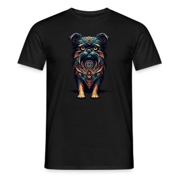Mandala Art Brussels Griffon Griffon Bruxellois - Men's T-Shirt - black - Front - AI Model Male 178 light (178cm)