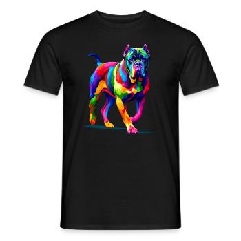 Bunte Pop Art Cane Corso Italienischer Mastiff - Männer T-Shirt - Schwarz - Vorne - AI Model Male 178 light (178cm)