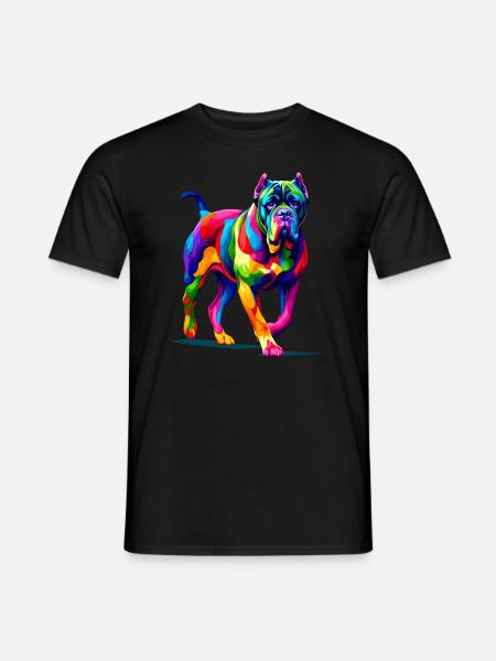 Färgglada popkonstkäpp Corso italiensk mastiff - T-shirt herr - svart