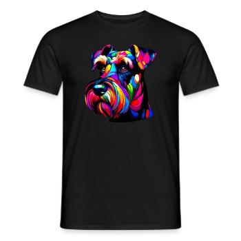 Colorful Pop Art Giant Schnauzer Schnauzers - Men's T-Shirt - black - Front - AI Model Male 178 light (178cm)