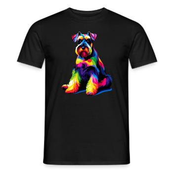 Colorful Pop Art Giant Schnauzer Schnauzers - Men's T-Shirt - black - Front - AI Model Male 178 light (178cm)
