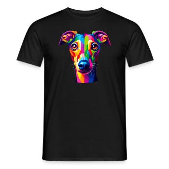 Bunte Pop Art Italienisch Windhund Italienisch - Männer T-Shirt - Schwarz - Vorne - AI Model Male 178 light (178cm)