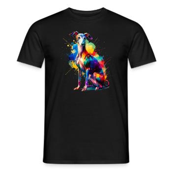 Bunte Splash Art Italienisch Windhund Italienisch - Männer T-Shirt - Schwarz - Vorne - AI Model Male 178 light (178cm)