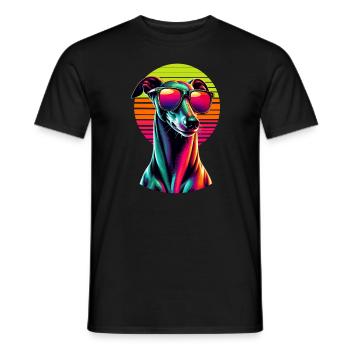 Lunettes de soleil rétro coucher de soleil italien Greyhound italien - T-shirt homme - noir - Devant - AI Model Male 178 light (178cm)