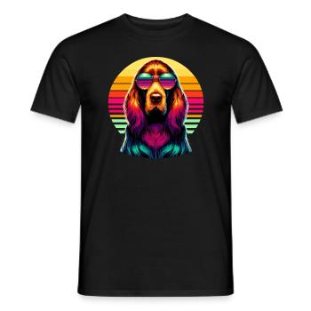 Lunettes de soleil rétro coucher de soleil italien Spinone Italiano - T-shirt homme - noir - Devant - AI Model Male 178 light (178cm)