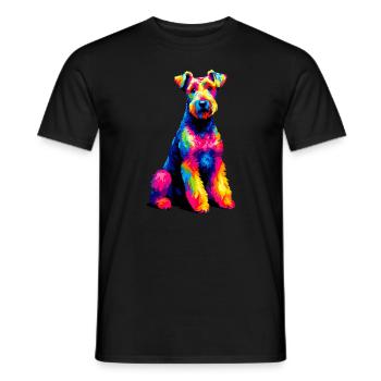 Bunte Pop Art Kerry Blue Terrier Terrier - Männer T-Shirt - Schwarz - Vorne - AI Model Male 178 light (178cm)