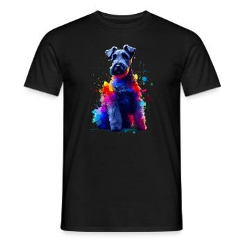 Bunte Splash Art Kerry Blue Terrier Terrier - Männer T-Shirt - Schwarz - Vorne - AI Model Male 178 light (178cm)