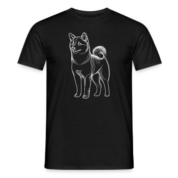 Strichzeichnungen Japanisch Shiba Inu - Männer T-Shirt - Schwarz - Vorne - AI Model Male 178 light (178cm)