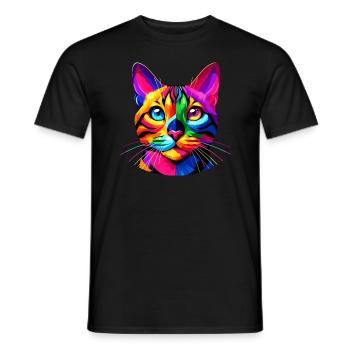 Bunte Pop Art Bengalische Katze - Männer T-Shirt - Schwarz - Vorne - AI Model Male 178 light (178cm)