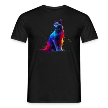 Bunte Splash Art Bombay Katze - Männer T-Shirt - Schwarz - Vorne - AI Model Male 178 light (178cm)