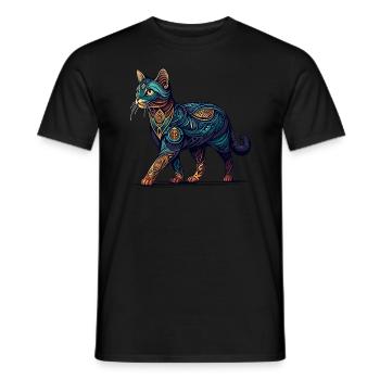 Mandala Art Chausie Jungle Curl Katze - Männer T-Shirt - Schwarz - Vorne - AI Model Male 178 light (178cm)
