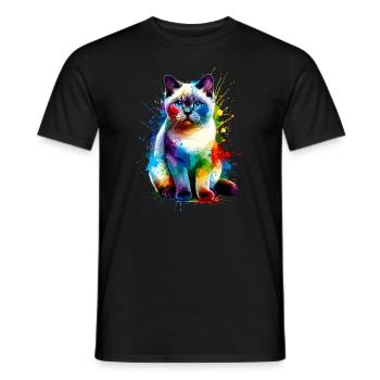 Colorful Splash Art Colorpoint Shorthair - T-shirt homme - noir - Devant - AI Model Male 178 light (178cm)