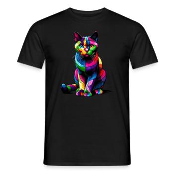 Pop Art coloré Colorpoint Shorthair - T-shirt homme - noir - Devant - AI Model Male 178 light (178cm)