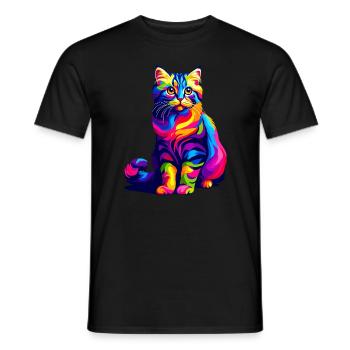 Pop Art coloré American Curl - T-shirt homme - noir - Devant - AI Model Male 178 light (178cm)