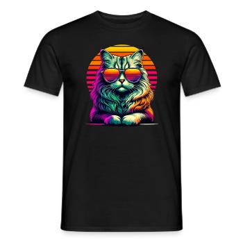 Retro Sonnenuntergang Sonnenbrille American Curl - Männer T-Shirt - Schwarz - Vorne - AI Model Male 178 light (178cm)