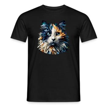 Polygon Art Balinesische Katze Langhaarige Siamkatze - Männer T-Shirt - Schwarz - Vorne - AI Model Male 178 light (178cm)
