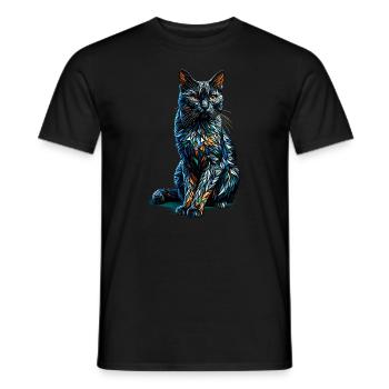 Polygon Art Bombay Cat - Men's T-Shirt - black - Front - AI Model Male 178 light (178cm)