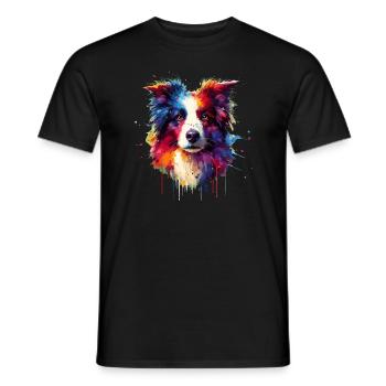 Colorful Splash Art Border Collie Border Collies - Men's T-Shirt - black - Front - AI Model Male 178 light (178cm)