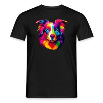 Colorful Pop Art Border Collie Border Collies - Men's T-Shirt - black - Front - AI Model Male 178 light (178cm)
